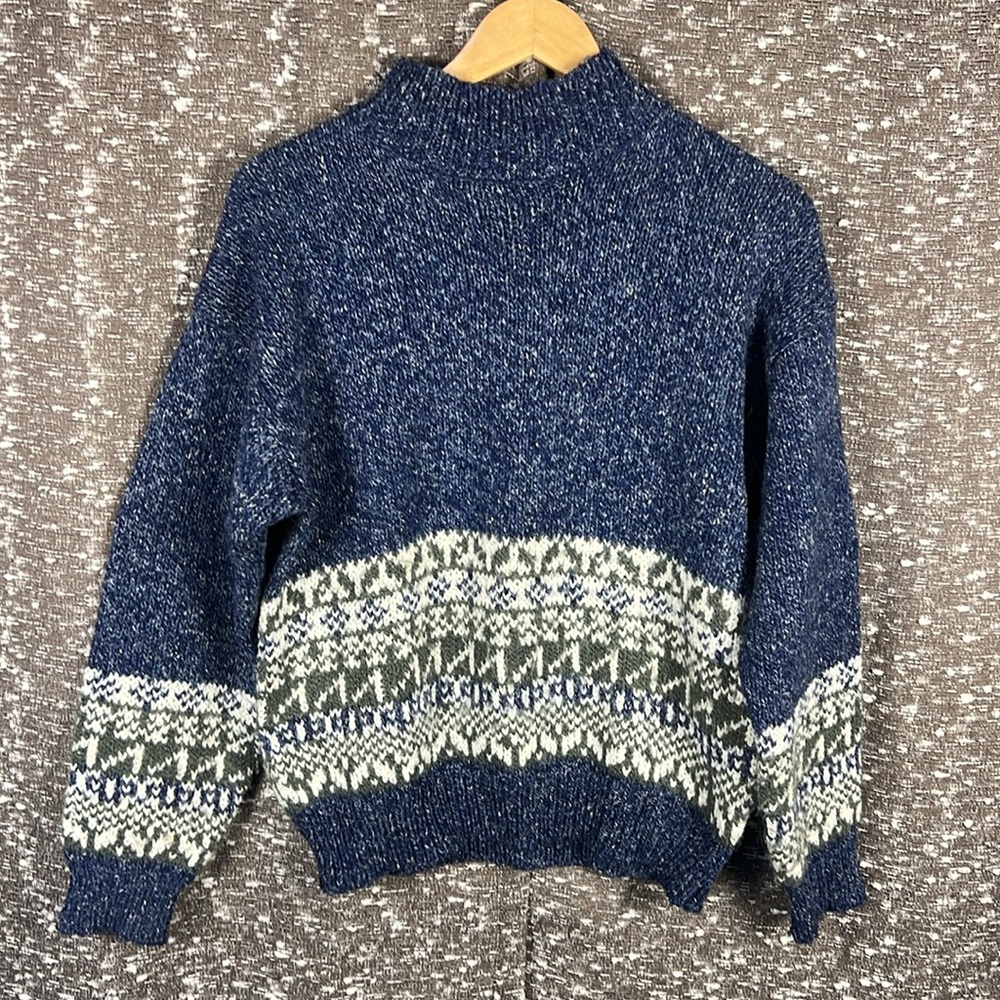 Vintage Memphis‎ Blues Womens Blue Wool Blend Pullover Sweater Size Small